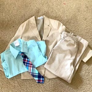 Izod 4 piece Boy’s beige linen suit size 5